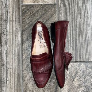 YSL brown leather slipon loafers